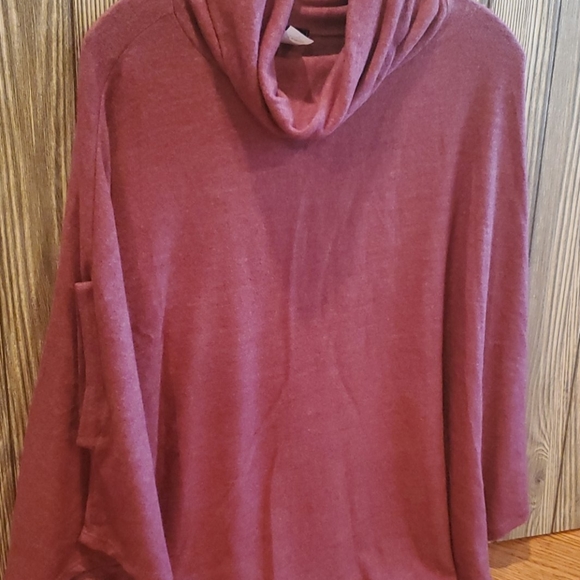 Burgundy Sleeve Poncho Sweater - Picture 6 of 7